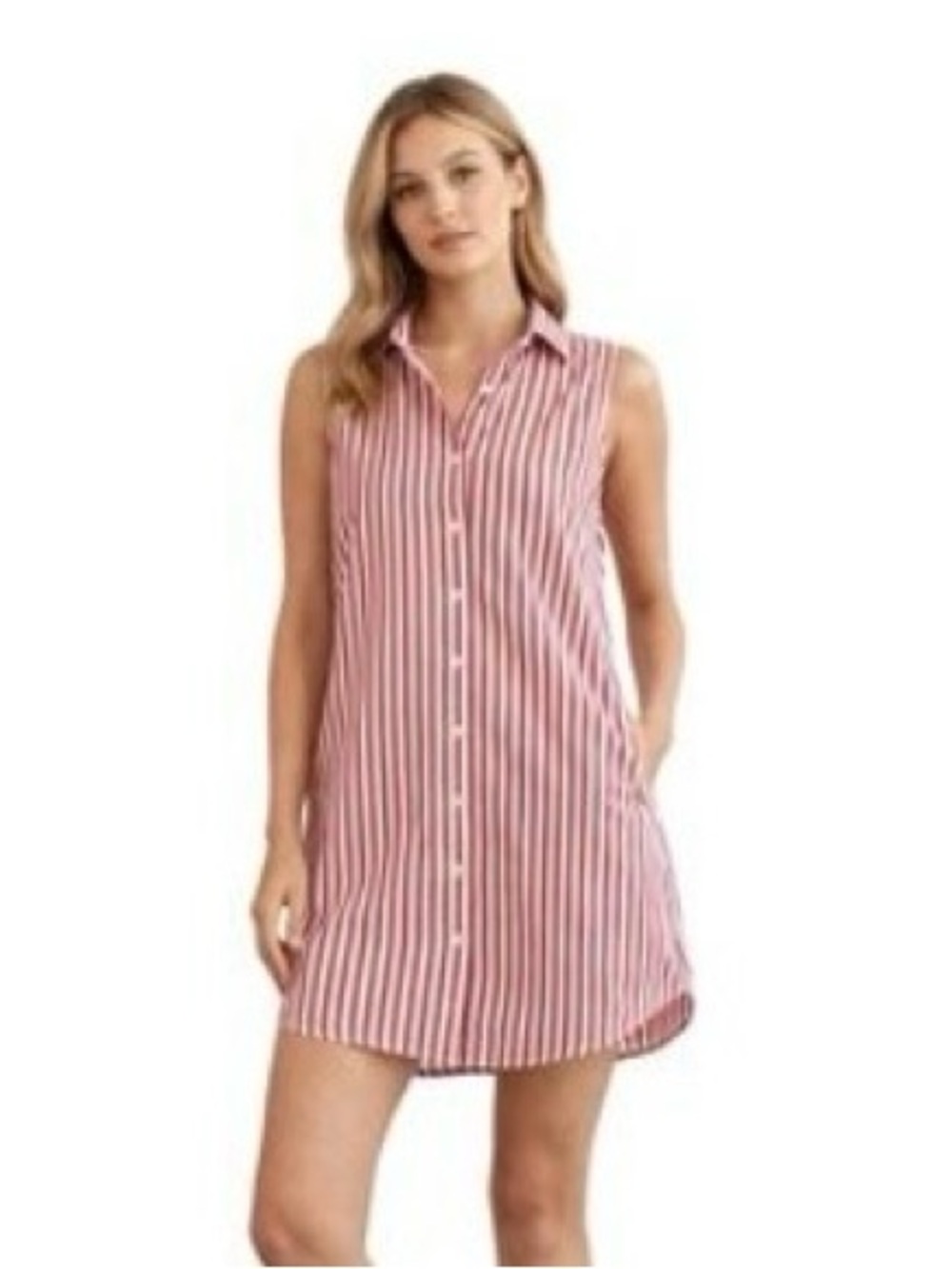 NWOT Striped Sleeveless Collared Shirt Dress